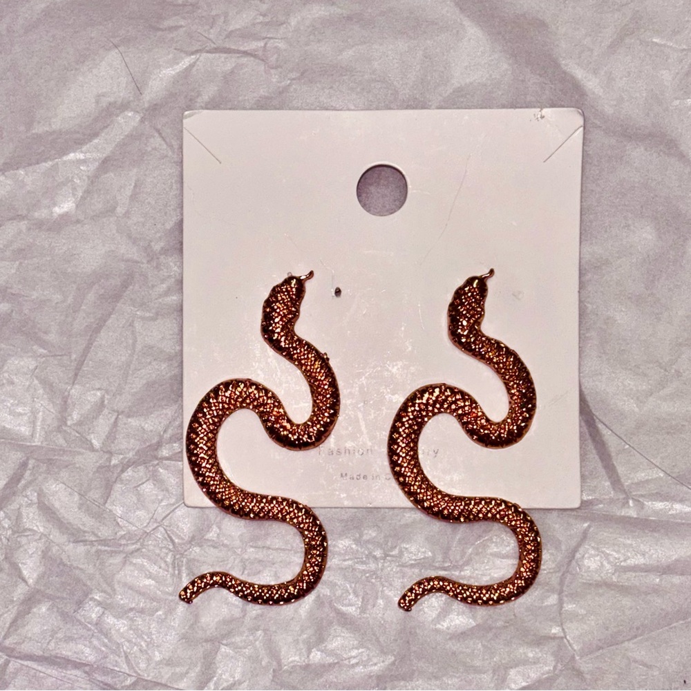 Boutique Bronze BOLD Snake Earrings, 3 inches each. Very Lightweight